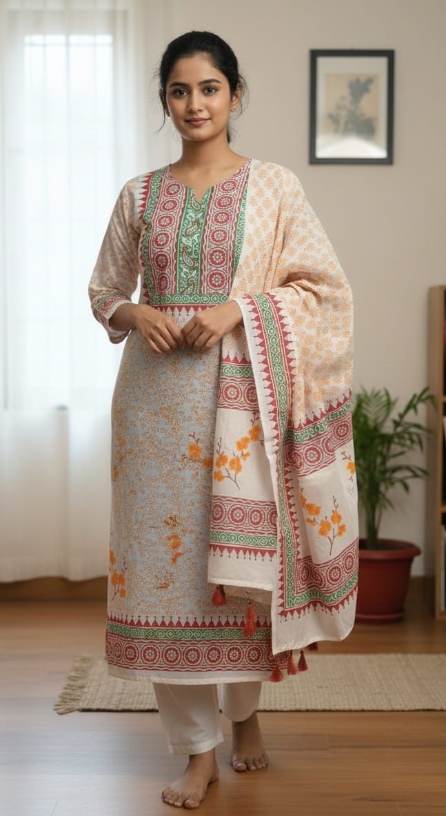 Block Print Three Piece ছবি 14