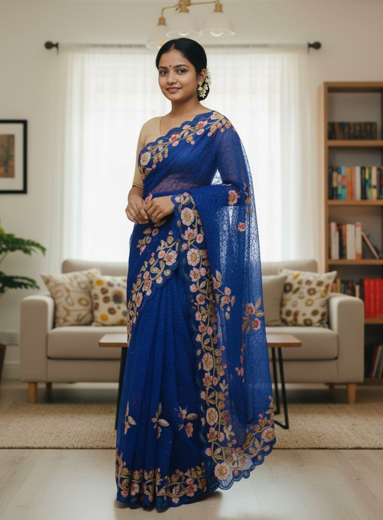 Georgette Organza Saree ছবি 4