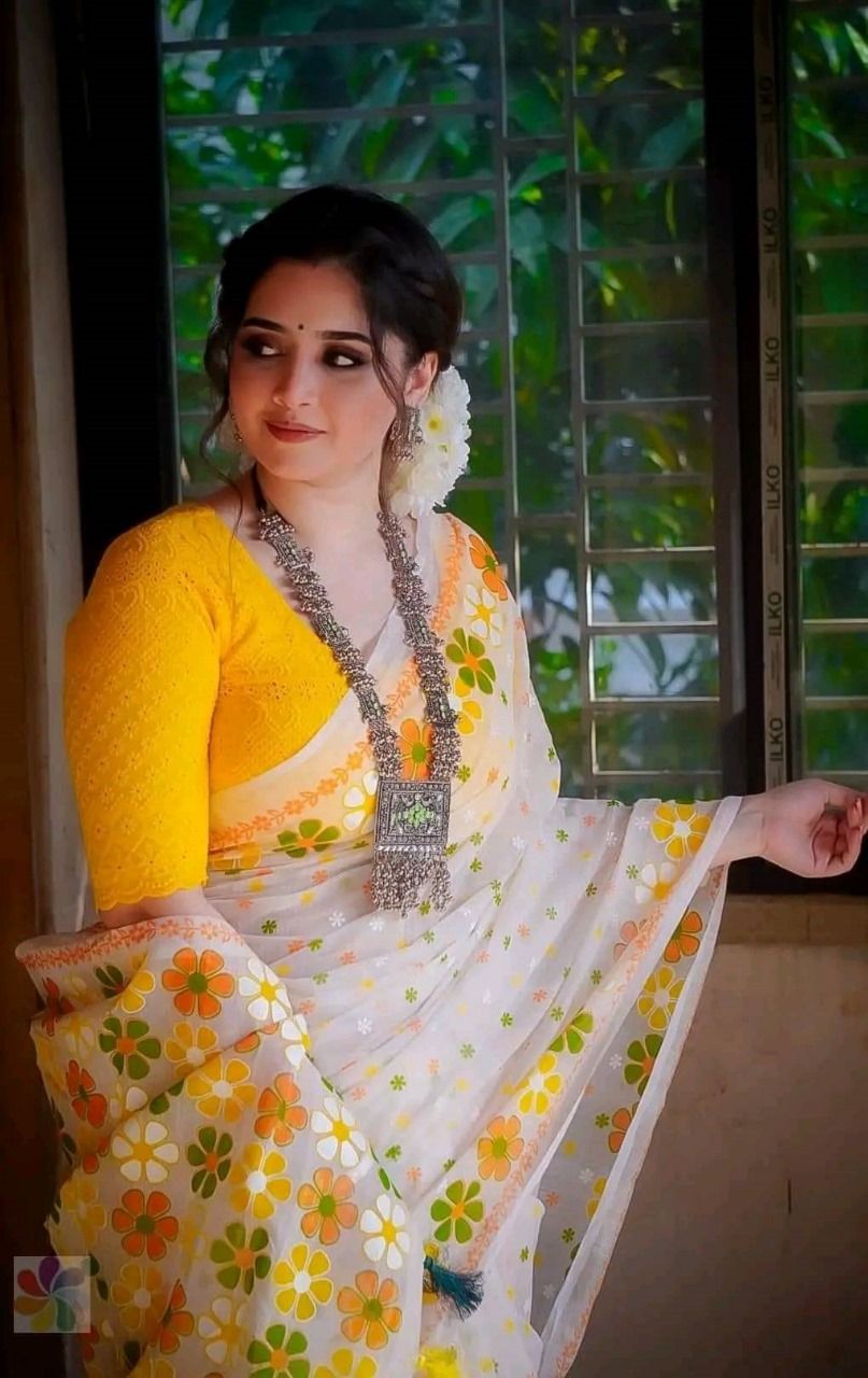 হাফ সিল্ক স্কিন প্রিন্ট শাড়ি ছবি 11