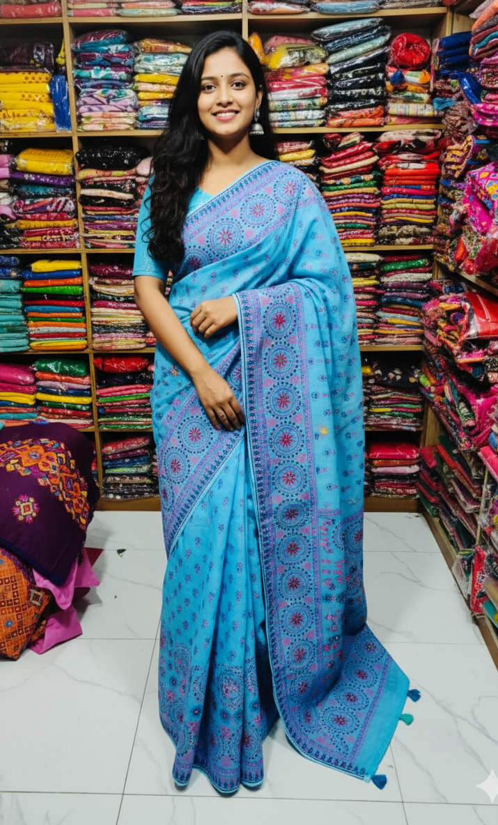 Premium Silk Boutique Skin Print Shari ছবি 14