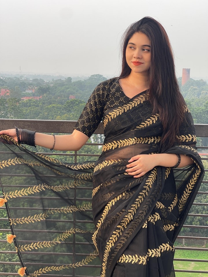 Block Print Sharee with Blouse Piece ছবি 8
