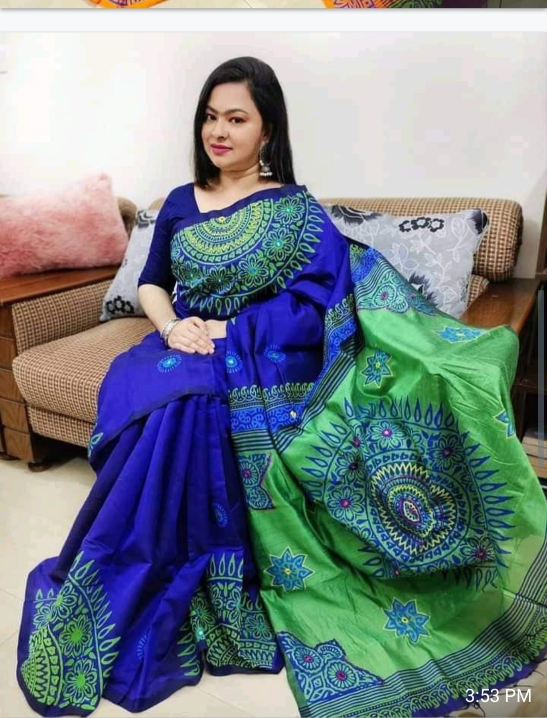 হ্যান্ডপ্রিন্ট হাফসিল্ক শাড়ী ছবি 18