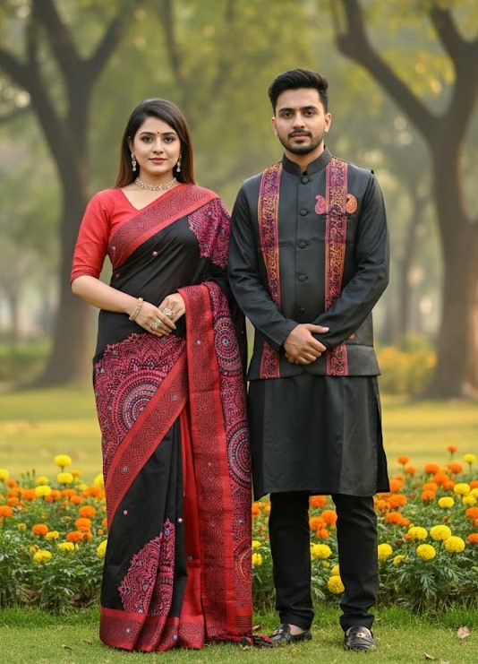 Sharee Panjabi Couple with Koti