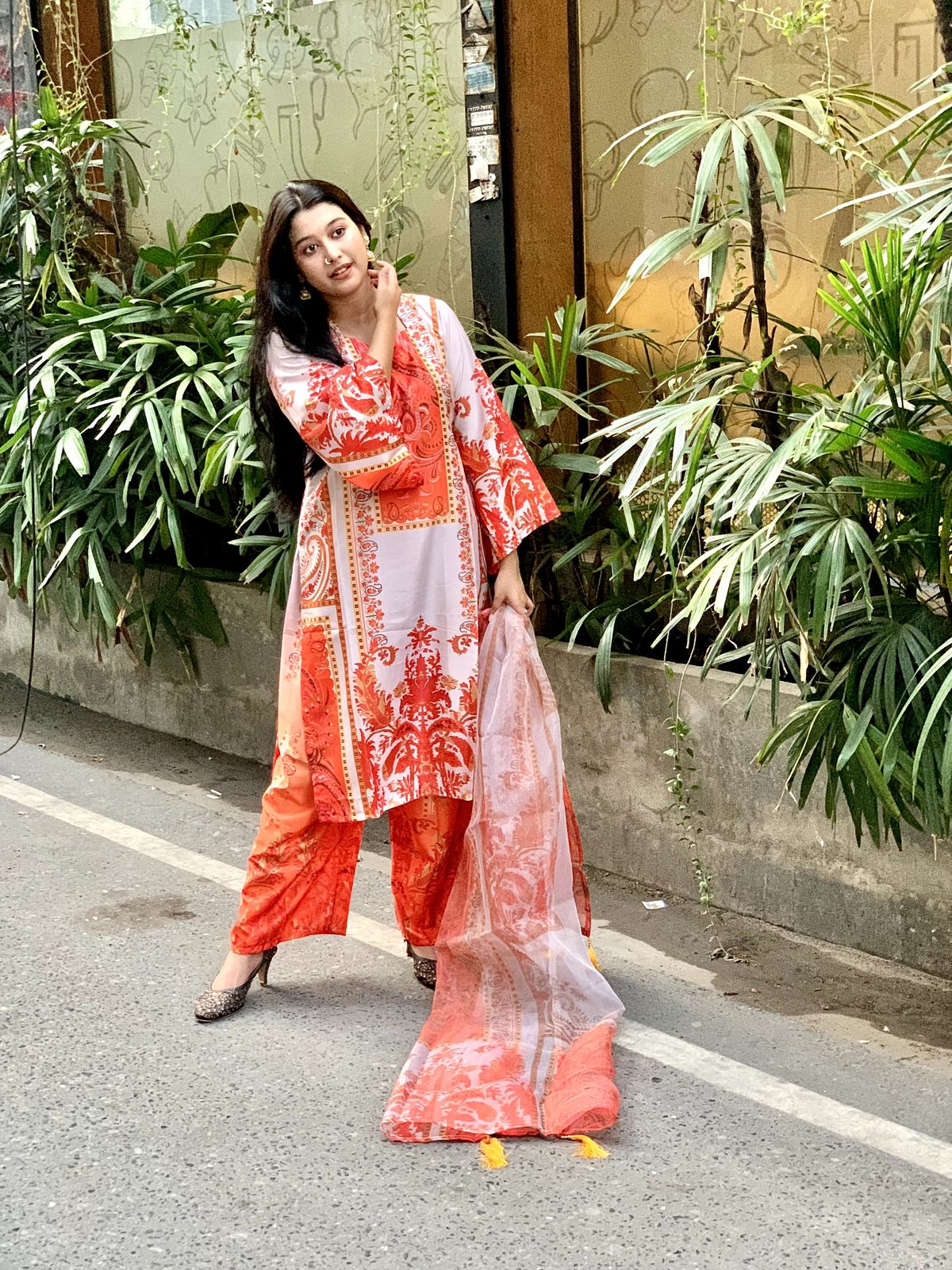 Ready Made Pure dubai silk  Digital  Print Three Piece ছবি 6