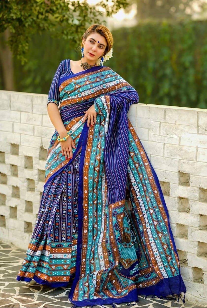 হাফ সিল্ক স্কিন প্রিন্ট শাড়ি ছবি 14