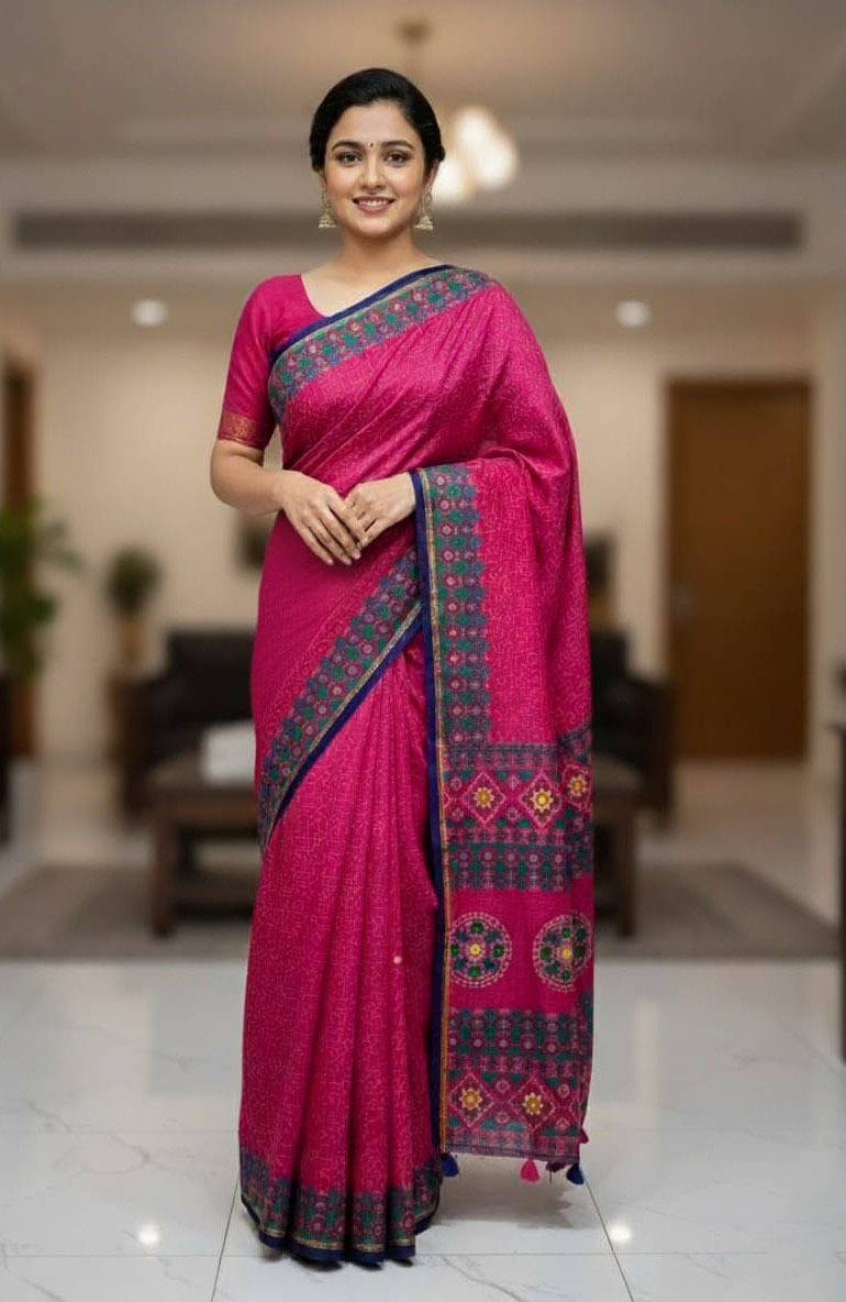Premium Silk Boutique Skin Print Shari ছবি 6