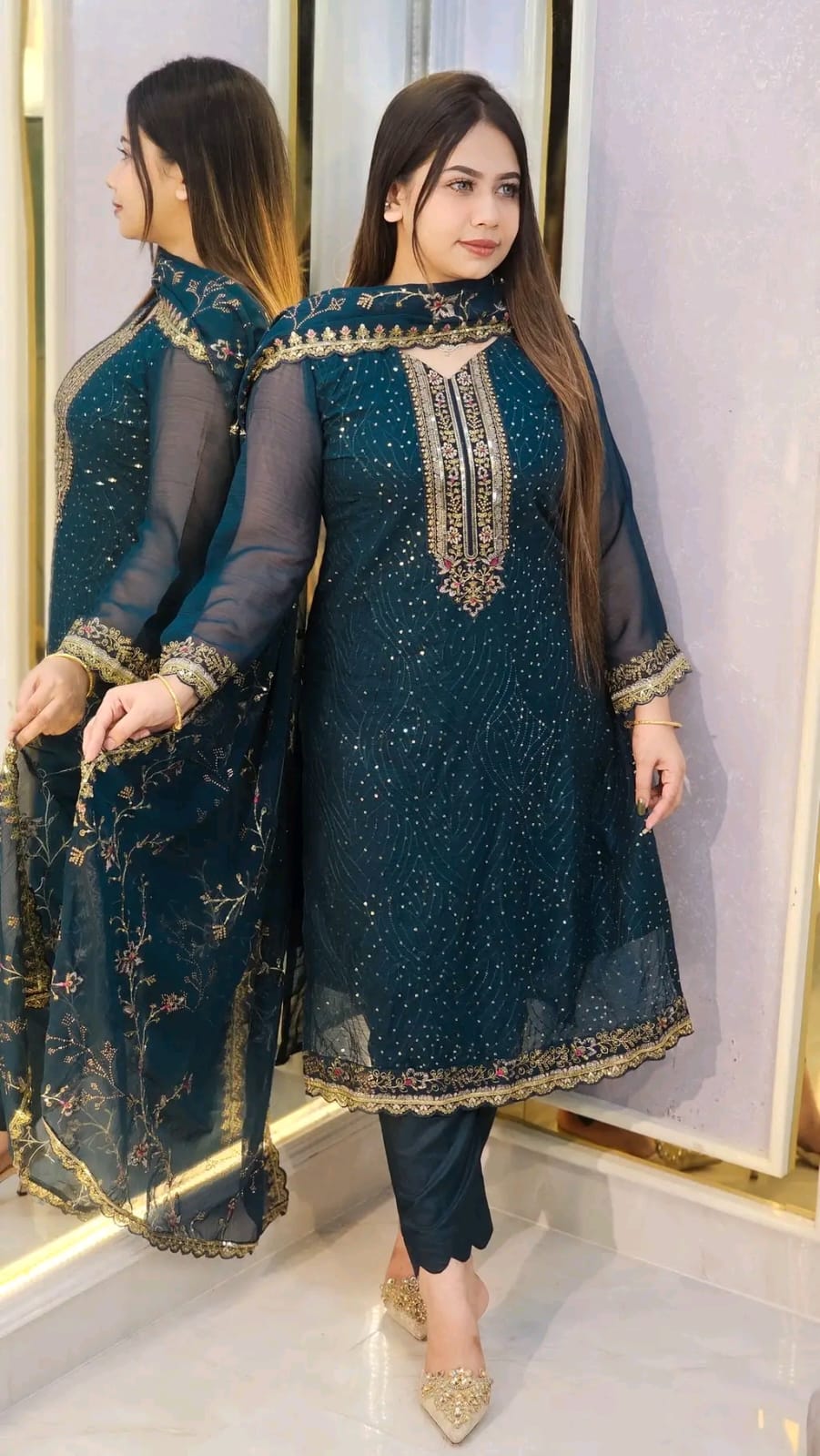 Georgette Embroidered Four-Piece Set ছবি 5