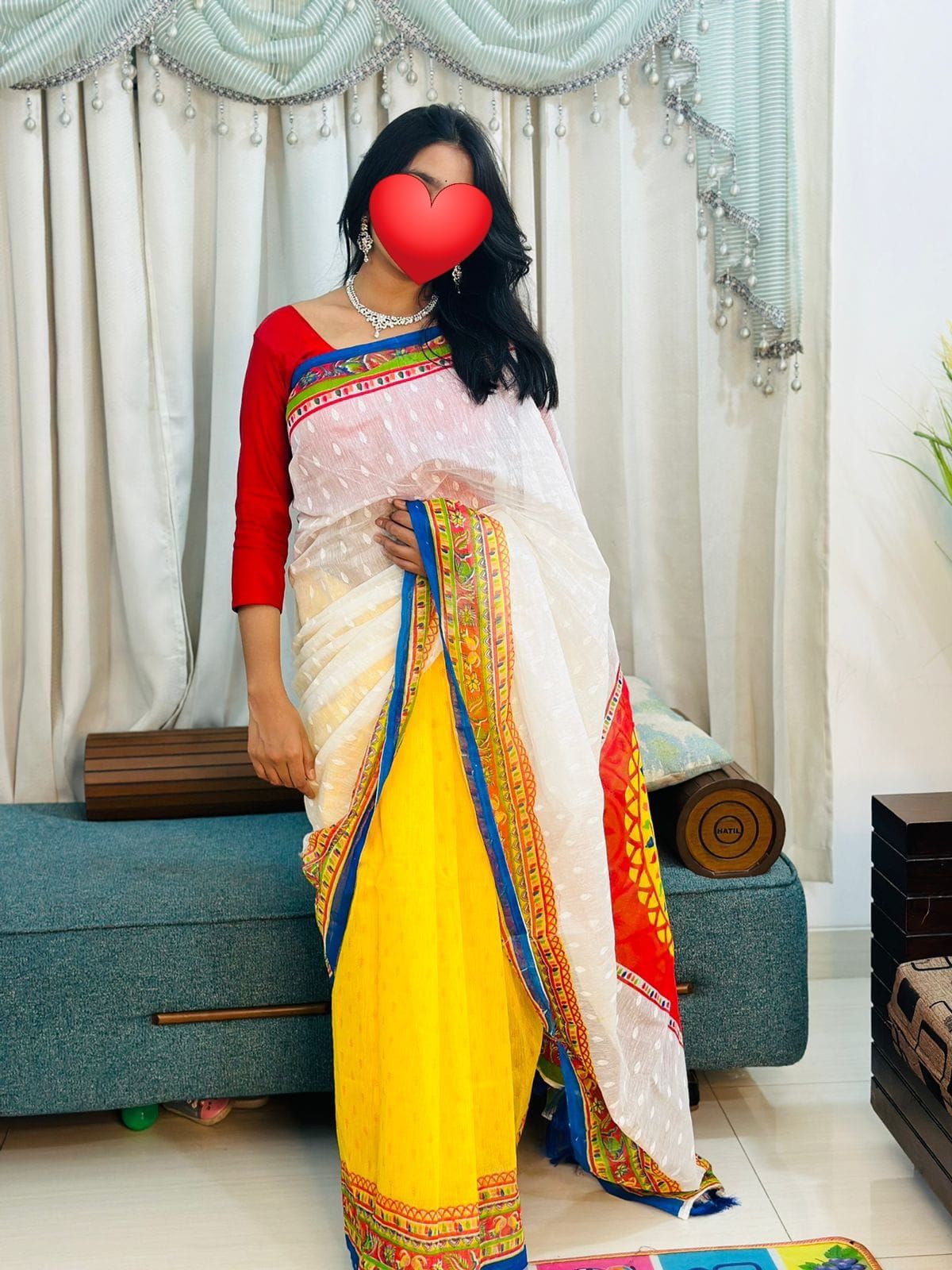 হাফ সিল্ক স্কিন প্রিন্ট শাড়ি