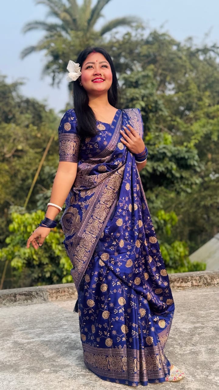 Japani Silk Skin Print Sharee with Blouse Piece ছবি 4
