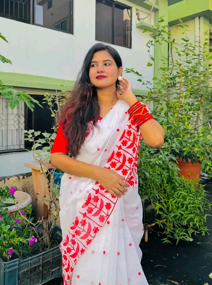 Half silk block print sharee ছবি 2