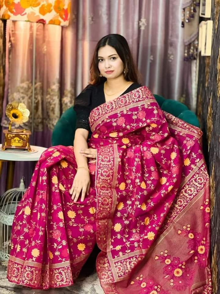 Half Silk Handprited Sarees ছবি 4