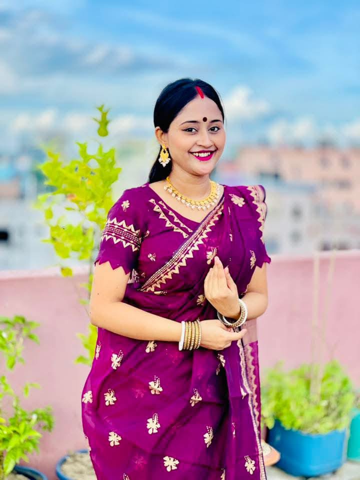 Semi Moslin Sharee  with Blouse Piece ছবি 3