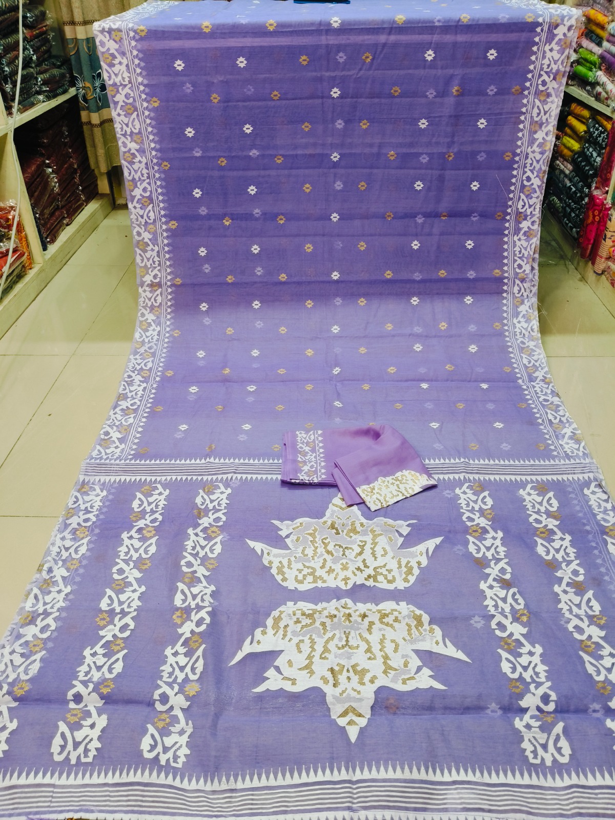 Half Silk Sharee with Blouse Piece ছবি 2