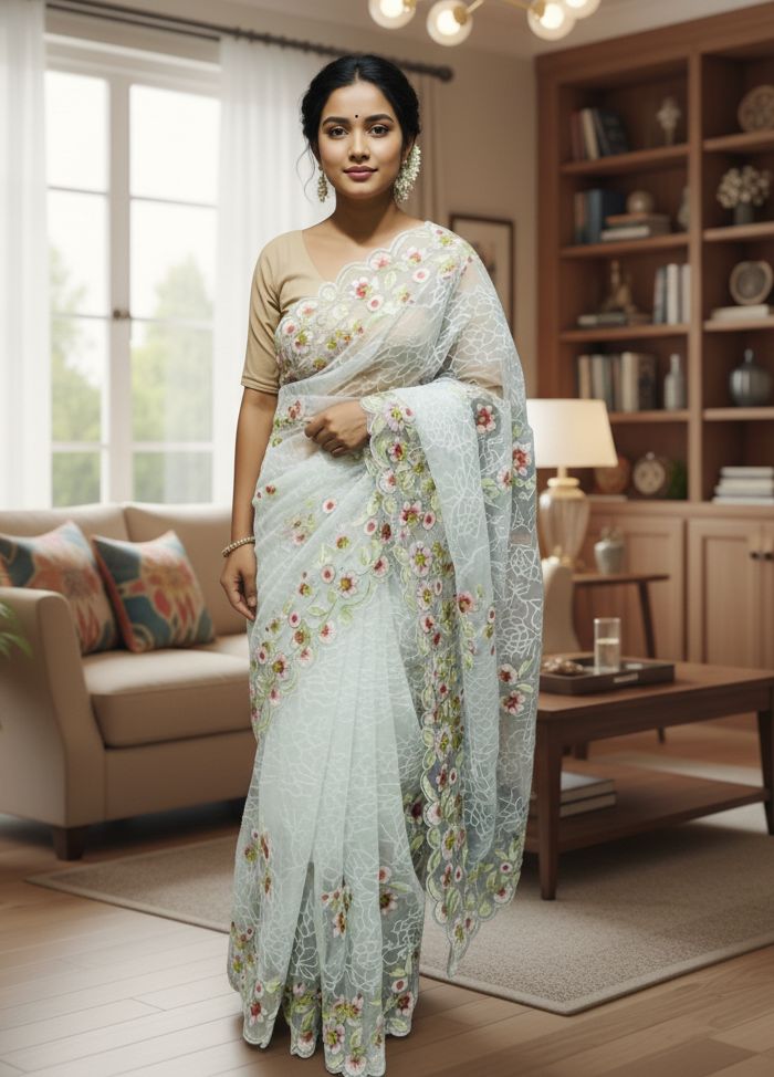 Georgette Organza Saree ছবি 15
