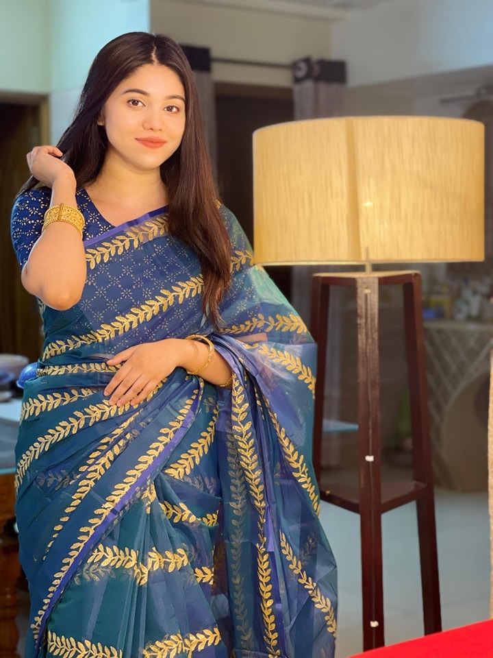 Block Print Sharee with Blouse Piece ছবি 3