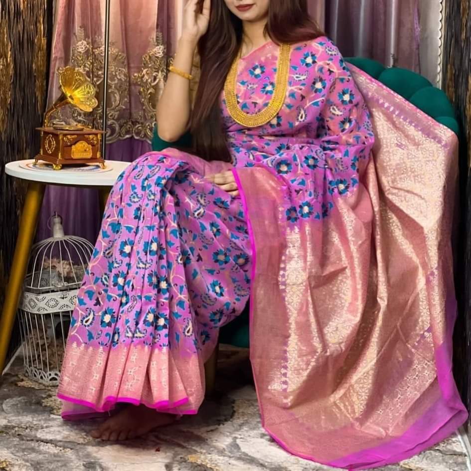 Half Silk Handprited Sarees ছবি 10