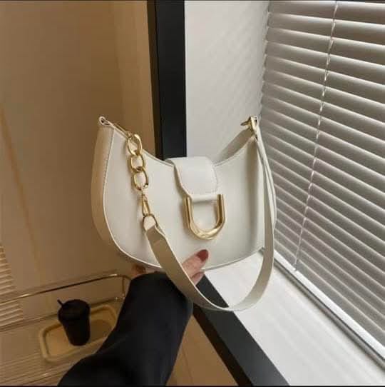 Simple candy color half round zipper+button chain shoulder bag ছবি 4