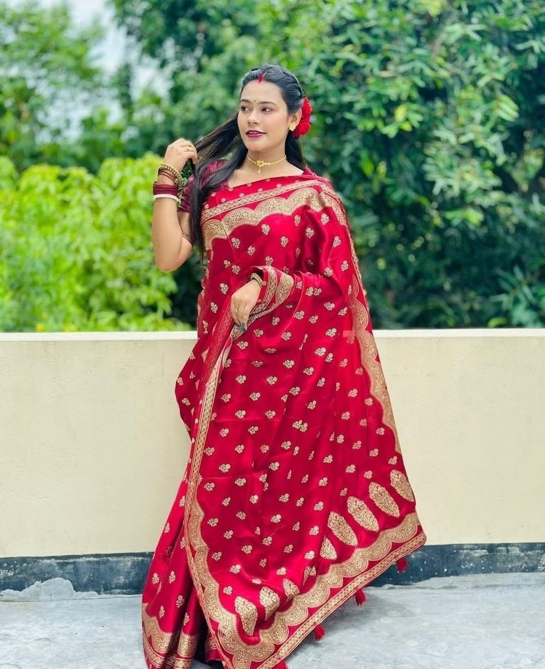 Japani Silk Sharee with Blouse Piece ছবি 4