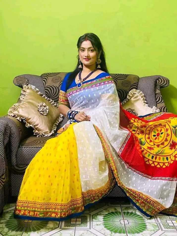 হাফ সিল্ক স্কিন প্রিন্ট শাড়ি