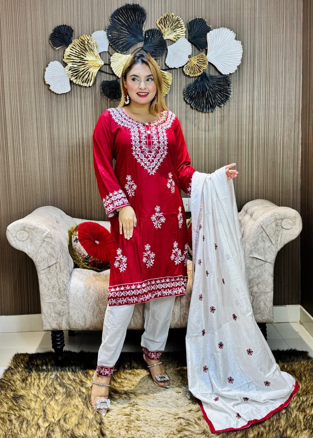 Embroidery Cotton Three Piece ছবি 13