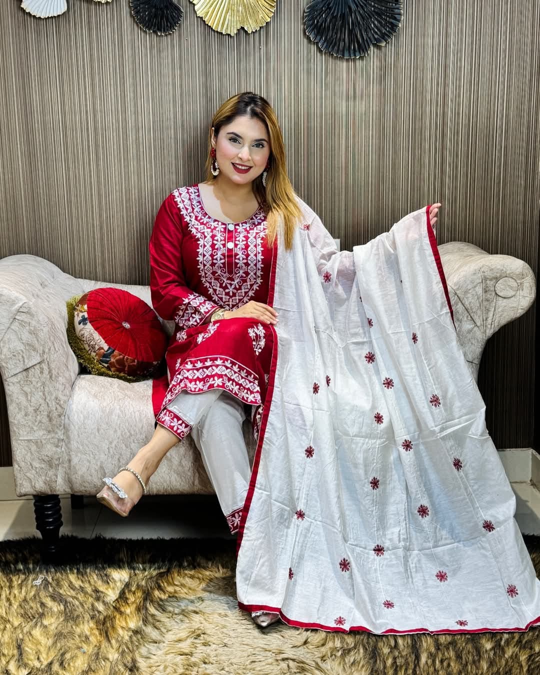 Embroidery Cotton Three Piece ছবি 11