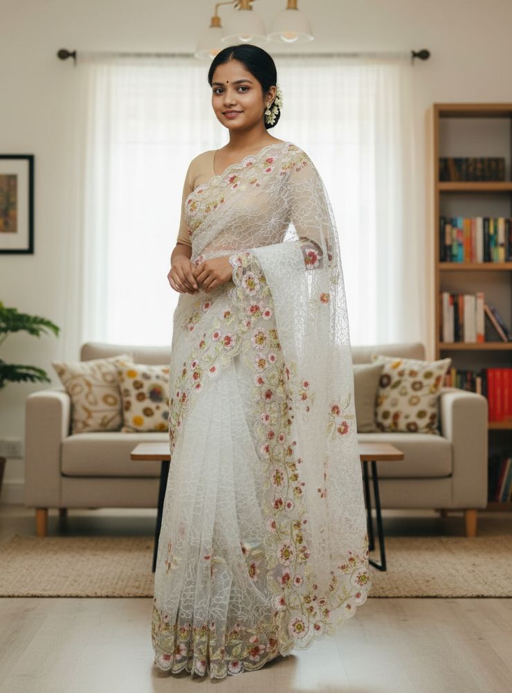 Georgette Organza Saree ছবি 10