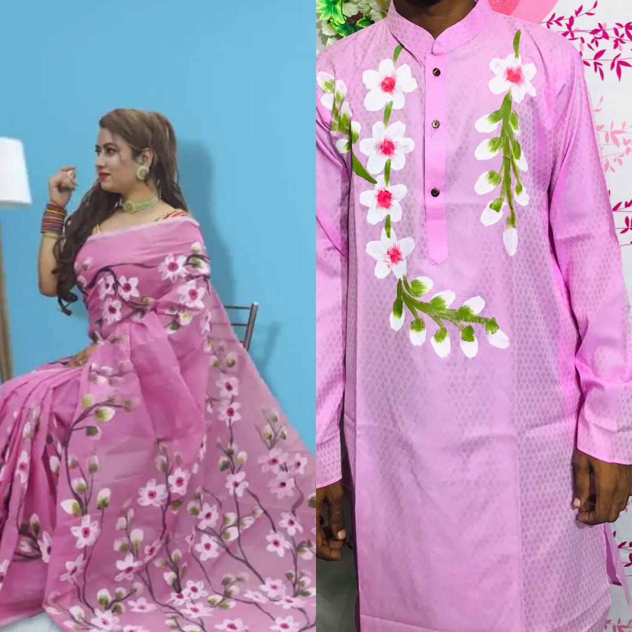 Exclusive Design Hand Print Couple Dress For Sweet Couple
