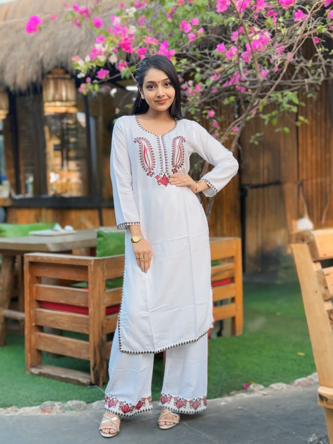 Embroidery Cotton Two Piece Co-Ord Set ছবি 3