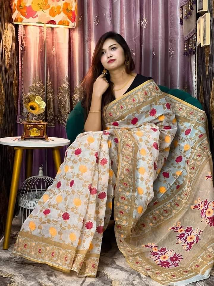 Half Silk Handprited Sarees ছবি 3