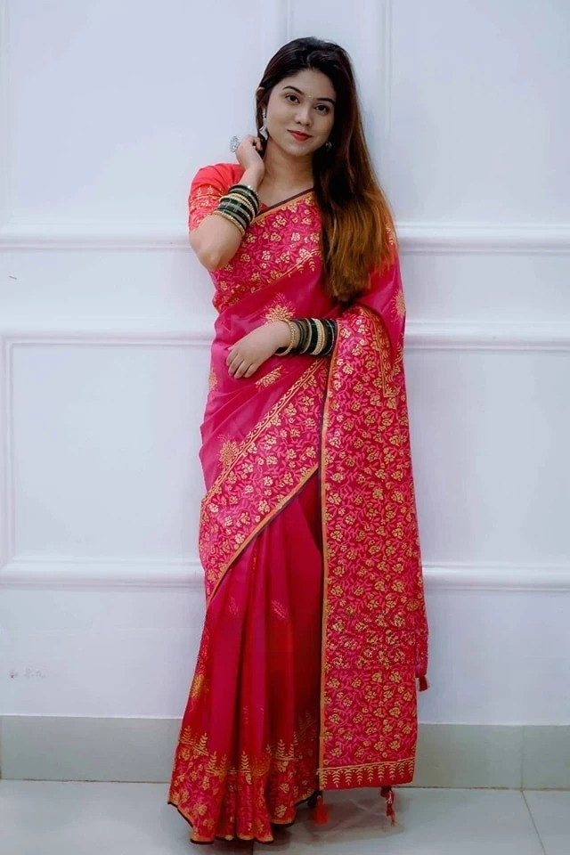 Kubari Silk Saree (With Blouse piece ) ছবি 5