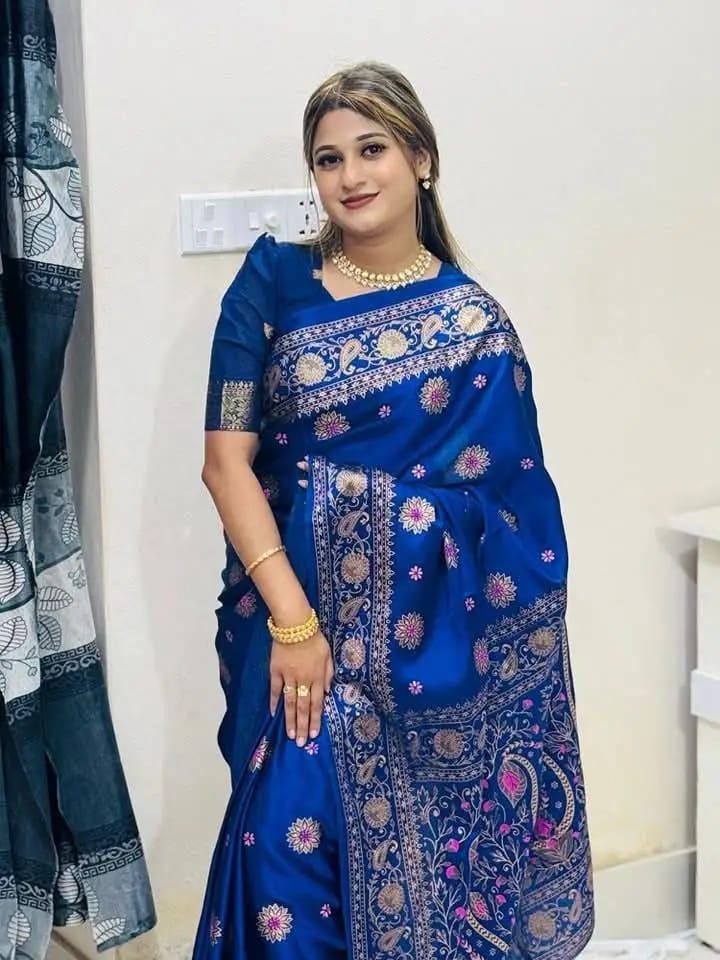 Japani Silk Skin Print Sharee with Blouse Piece ছবি 3