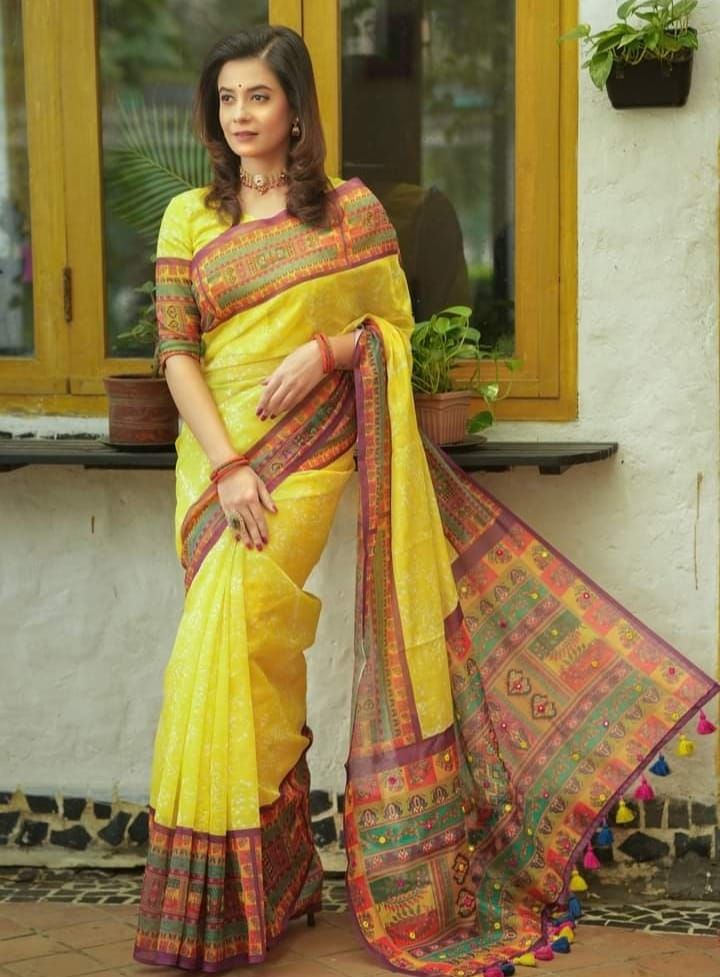 হাফ সিল্ক স্কিন প্রিন্ট শাড়ি ছবি 10