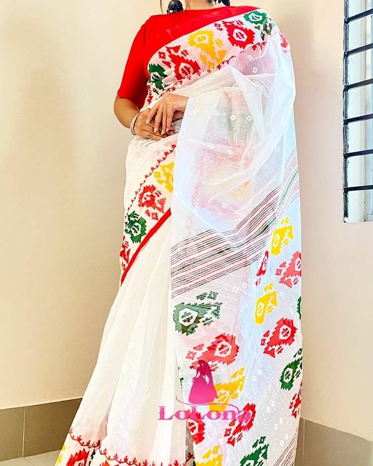 হাফ সিল্ক স্কিন প্রিন্ট শাড়ি ছবি 8