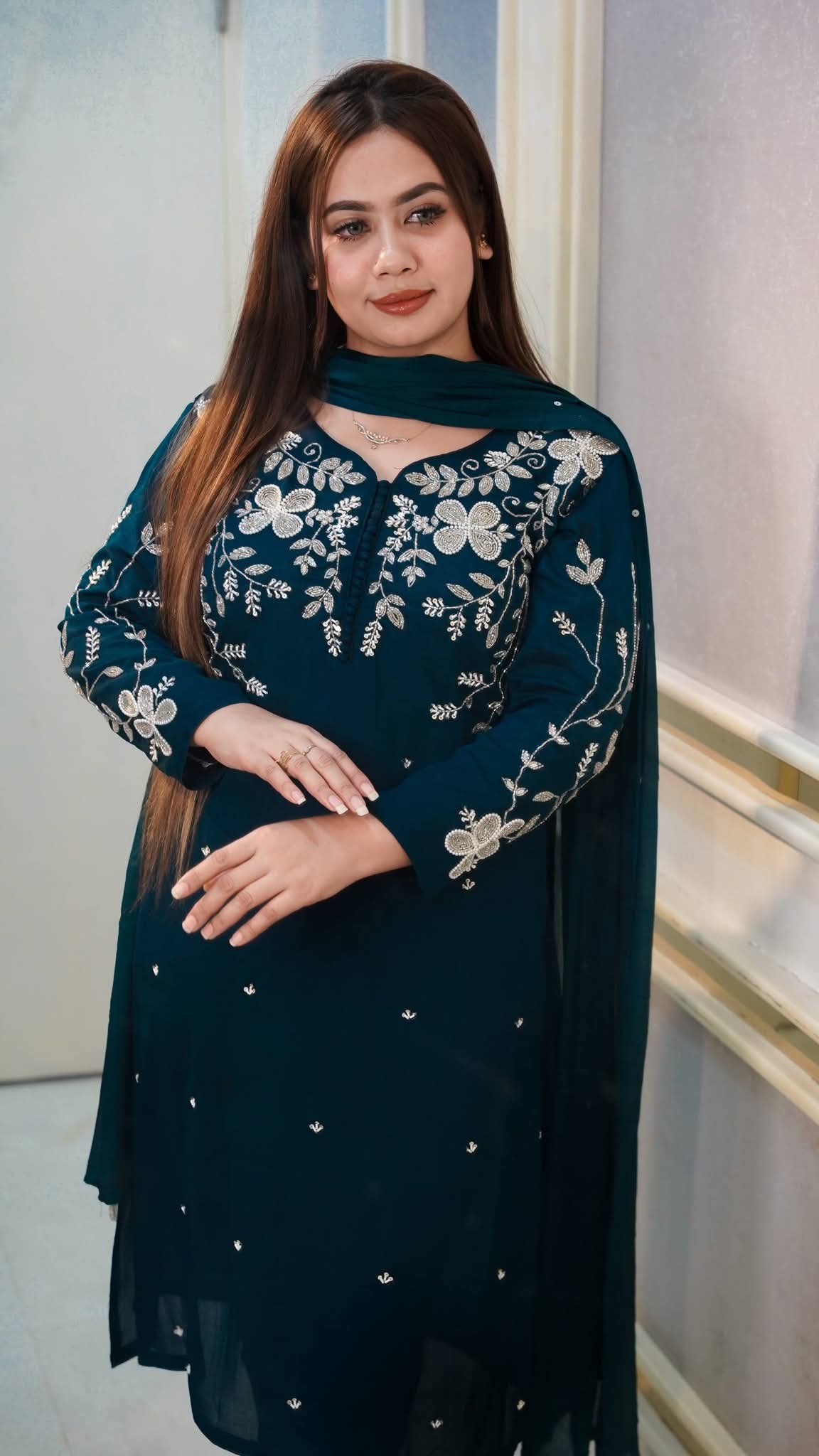 Rayon cotton dress full set Embroidery ছবি 6