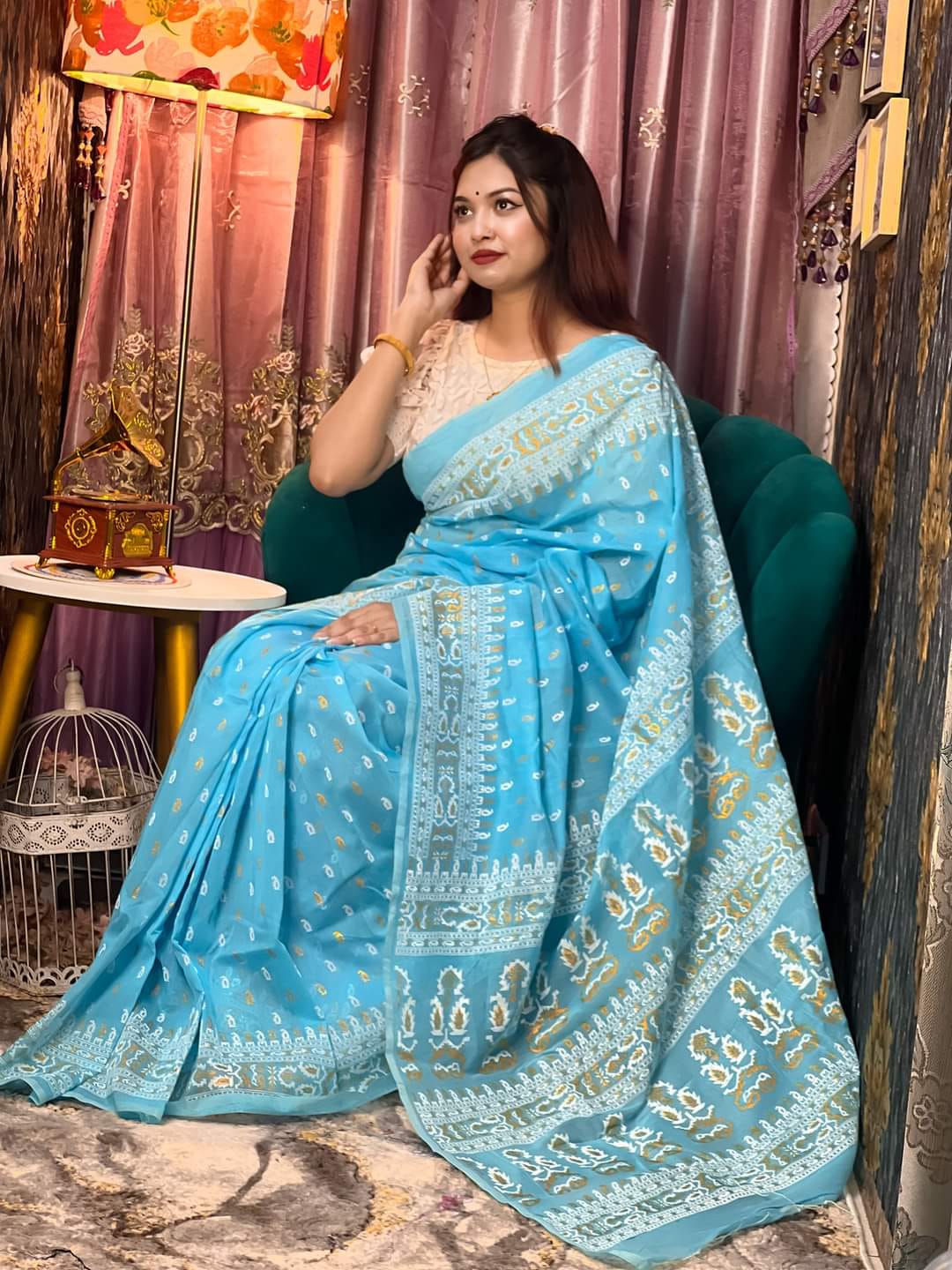 Half Silk Handprited Sarees ছবি 9