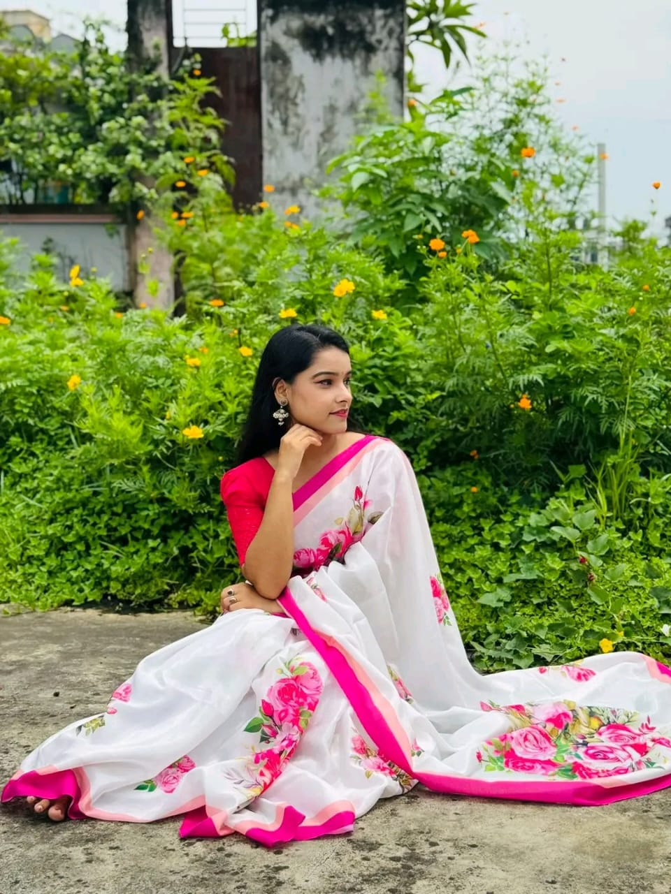 Digital Print sharee with blause pcs ছবি 6