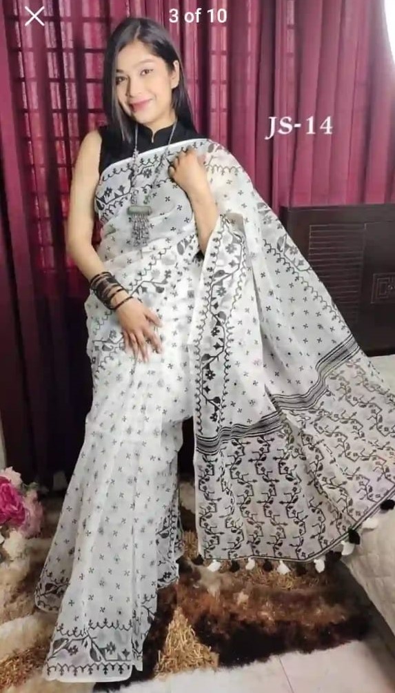 হাফ সিল্ক স্ক্রিন প্রিন্ট শাড়ি