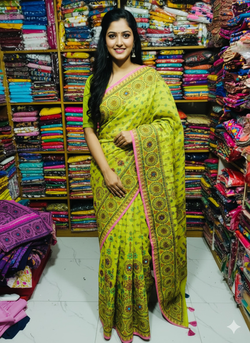 Premium Silk Boutique Skin Print Shari