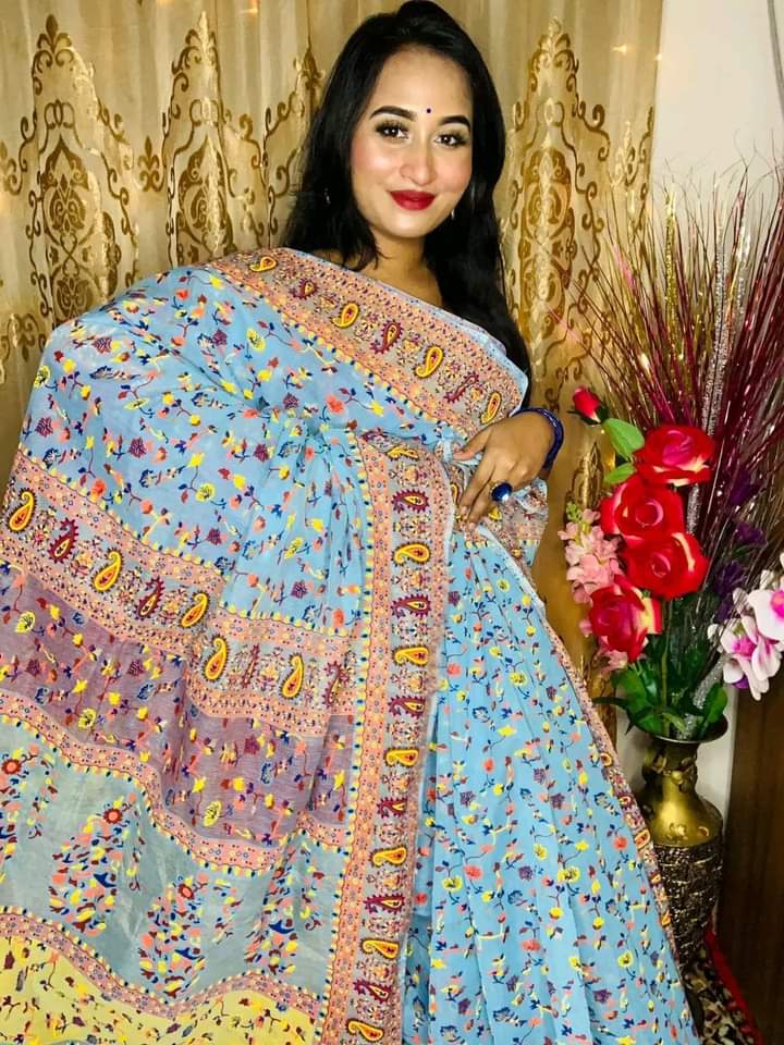 হাফ সিল্ক স্ক্রিন প্রিন্ট শাড়ি ছবি 14
