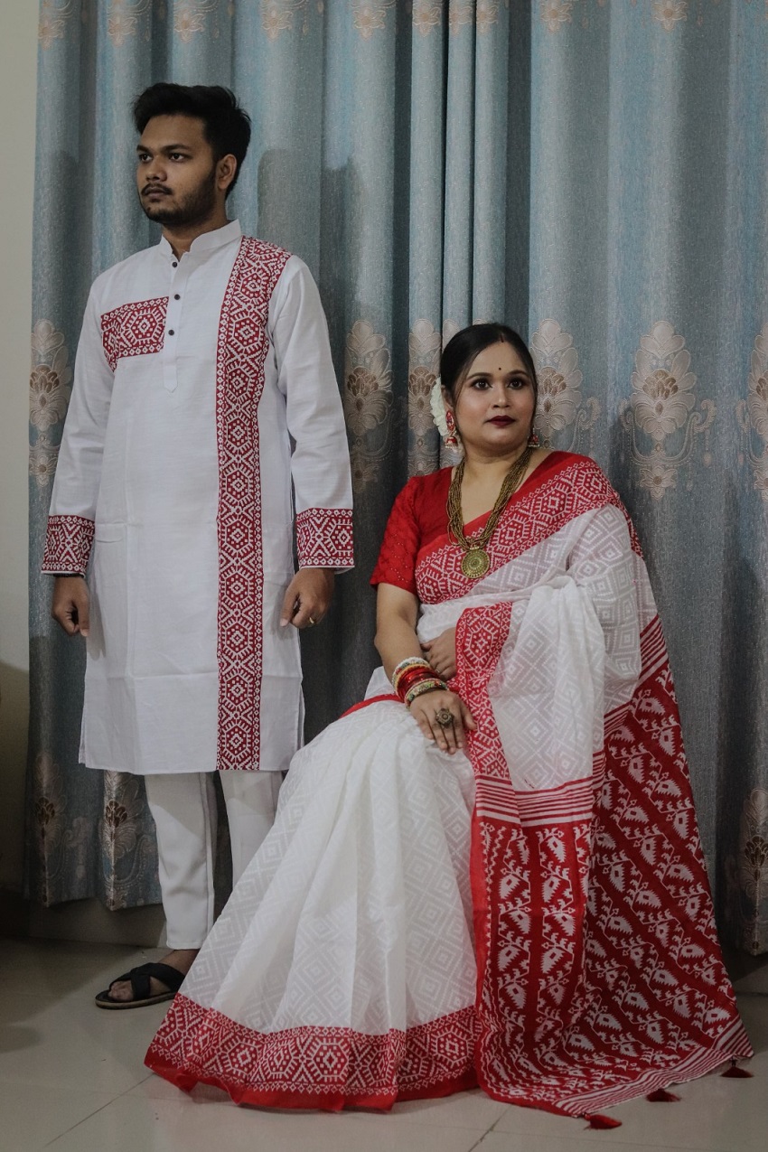 Sharee Panjabi Couple with Blouse Piece ছবি 2