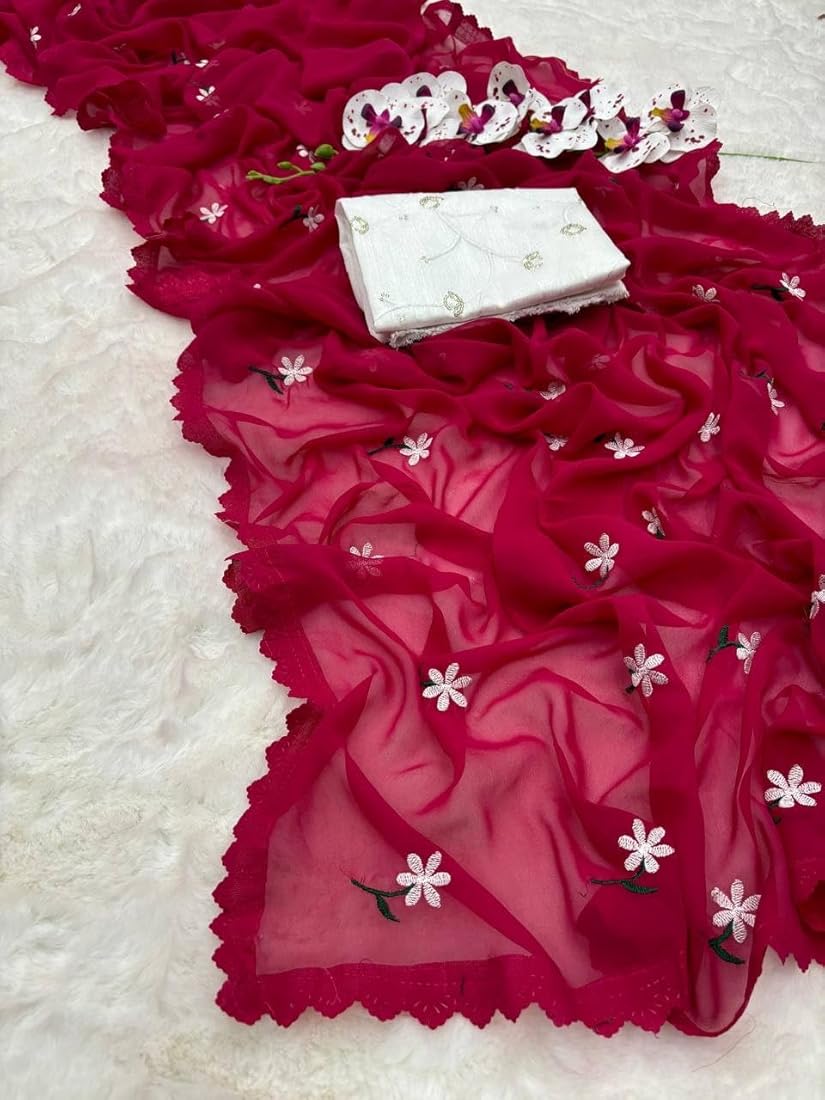 Georgette Sharee With Blouse Piece
