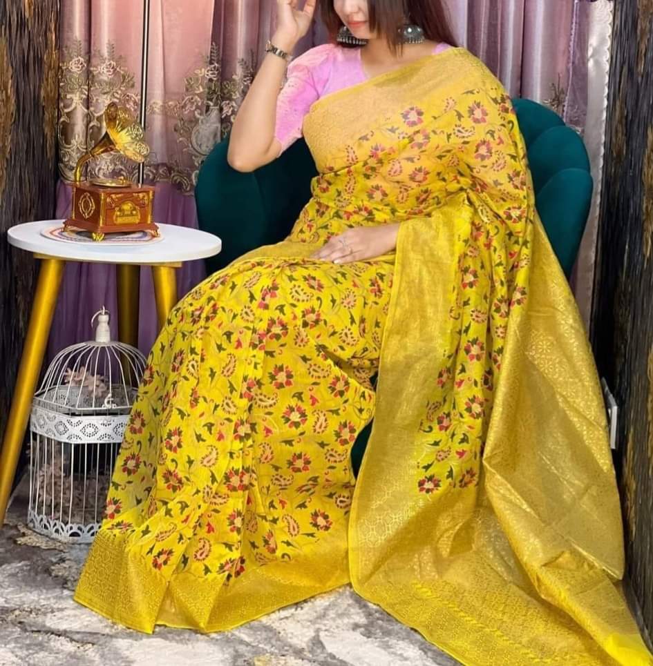 Half Silk Handprited Sarees ছবি 11
