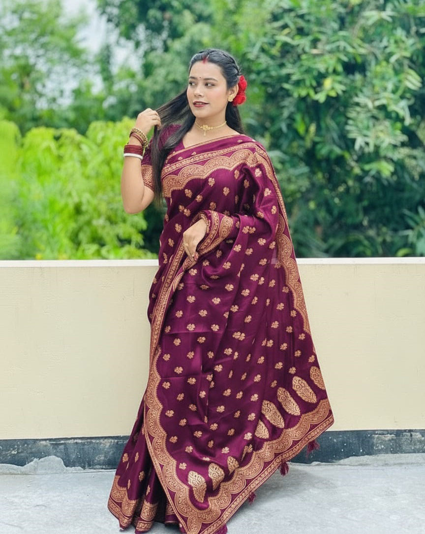 Japani Silk Sharee with Blouse Piece ছবি 7