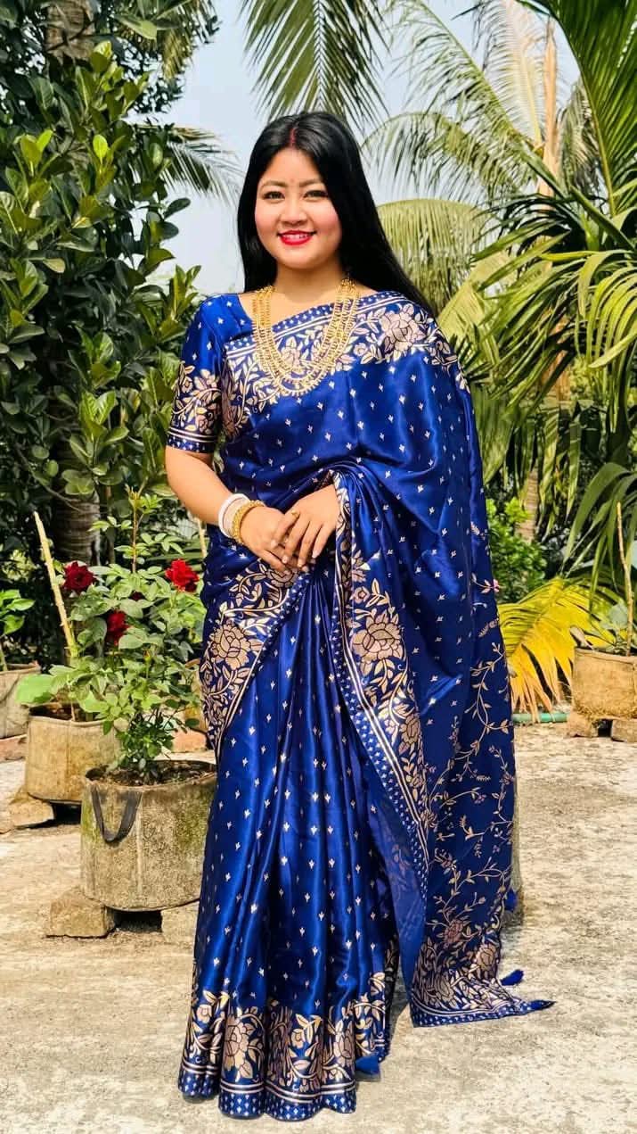 Japani Silk Skin Print Sharee with Blouse Piece