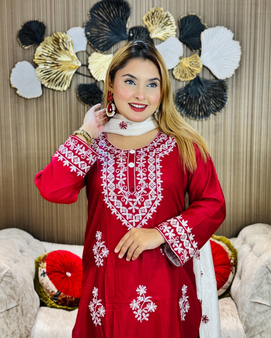 Embroidery Cotton Three Piece