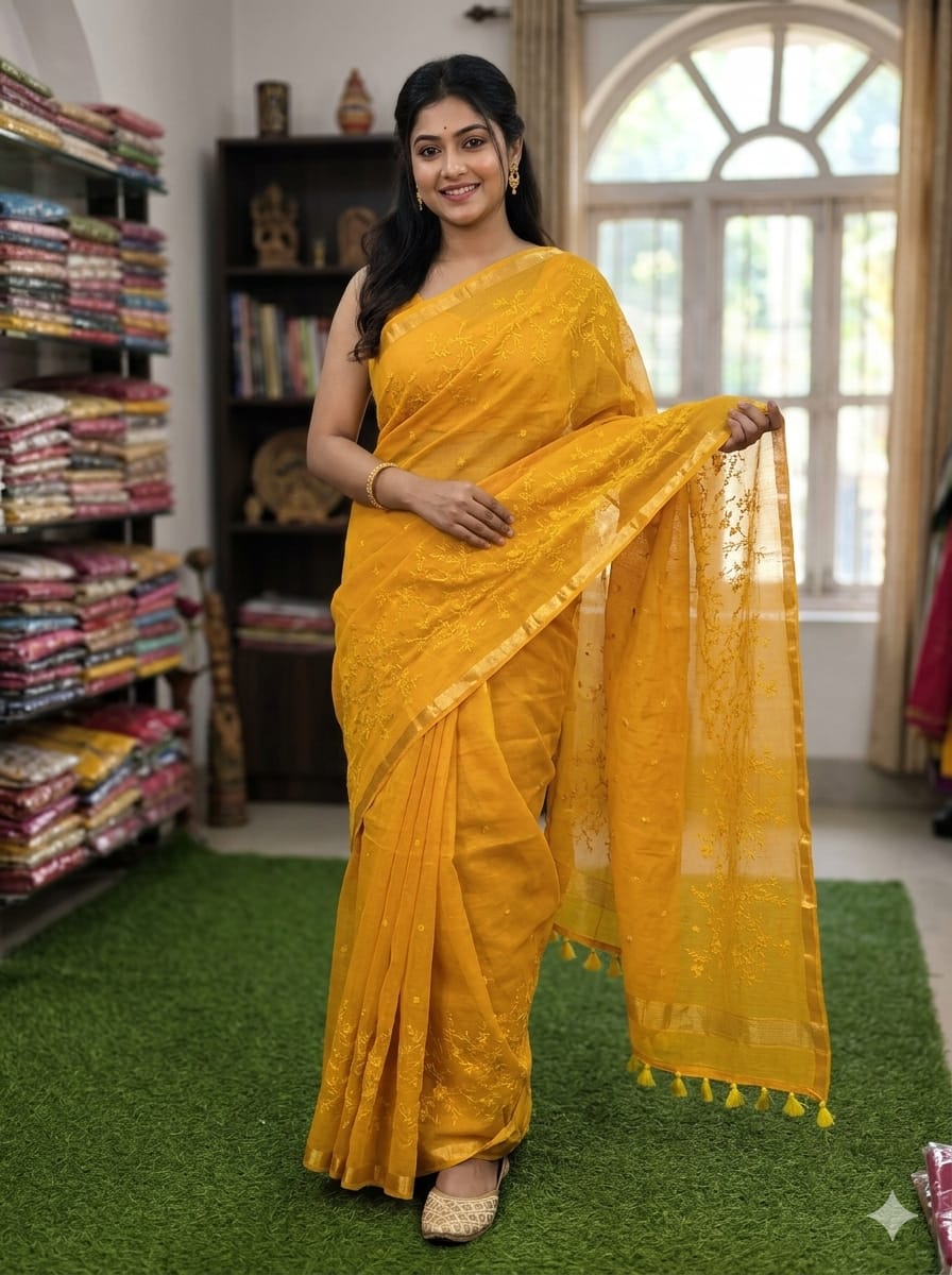 Embroidery Premium Half Silk Sharee