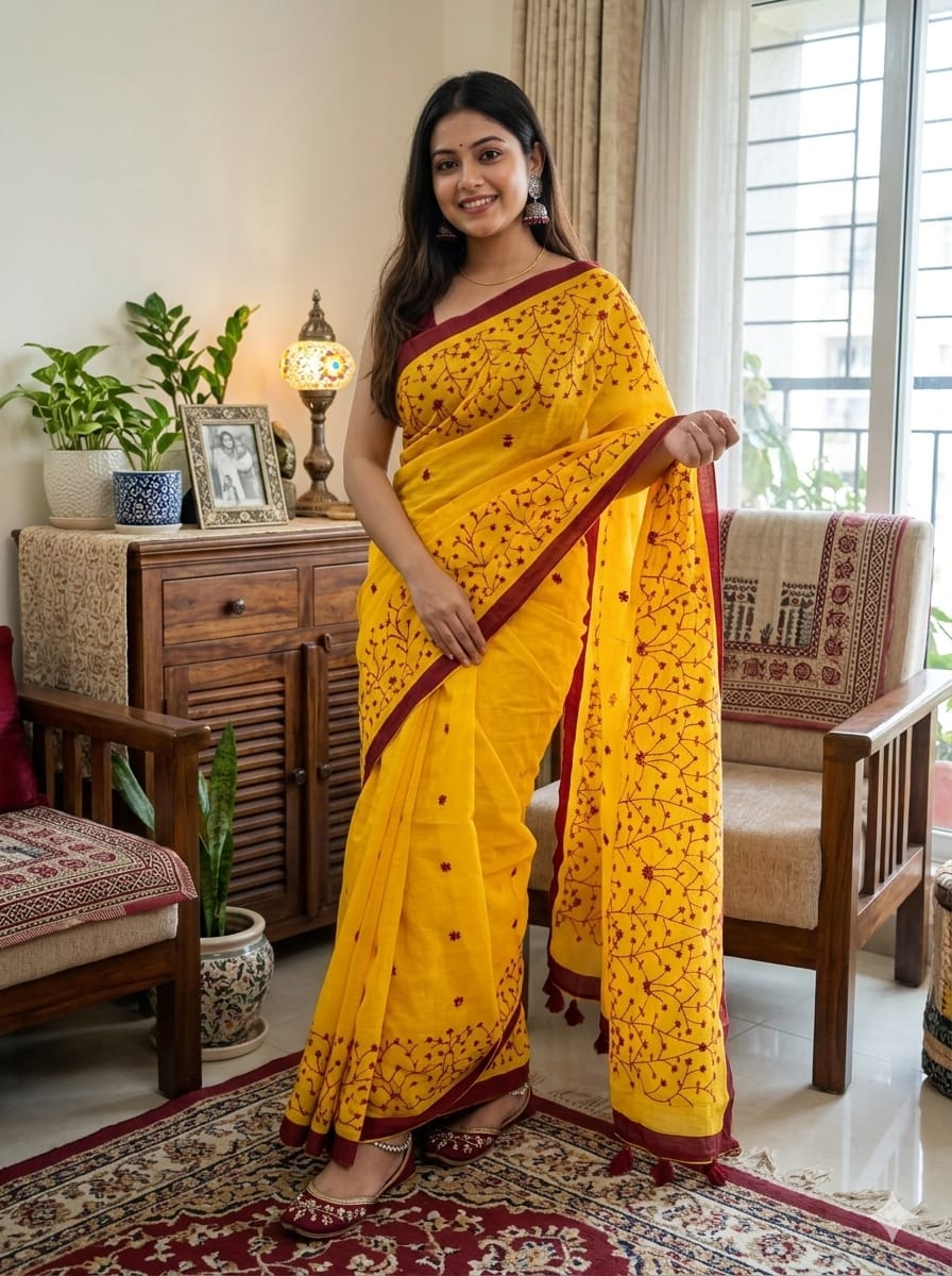 Embroidery Premium Half Silk Sharee