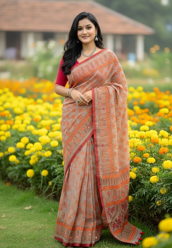 Premium Silk Boutique Skin Print Shari