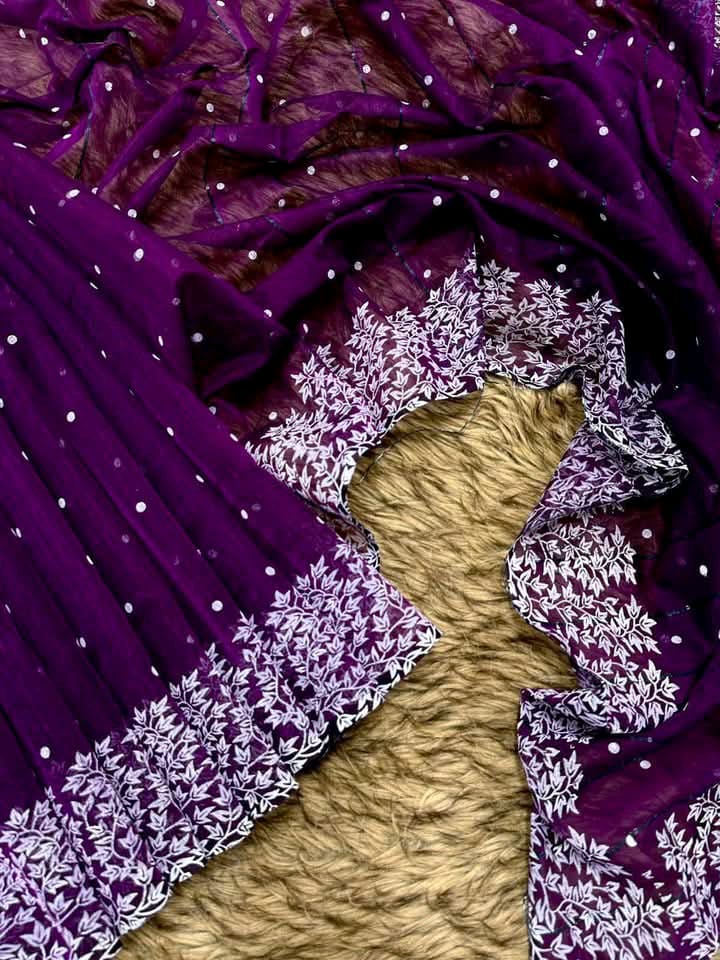 Half silk block print sharee ছবি 7