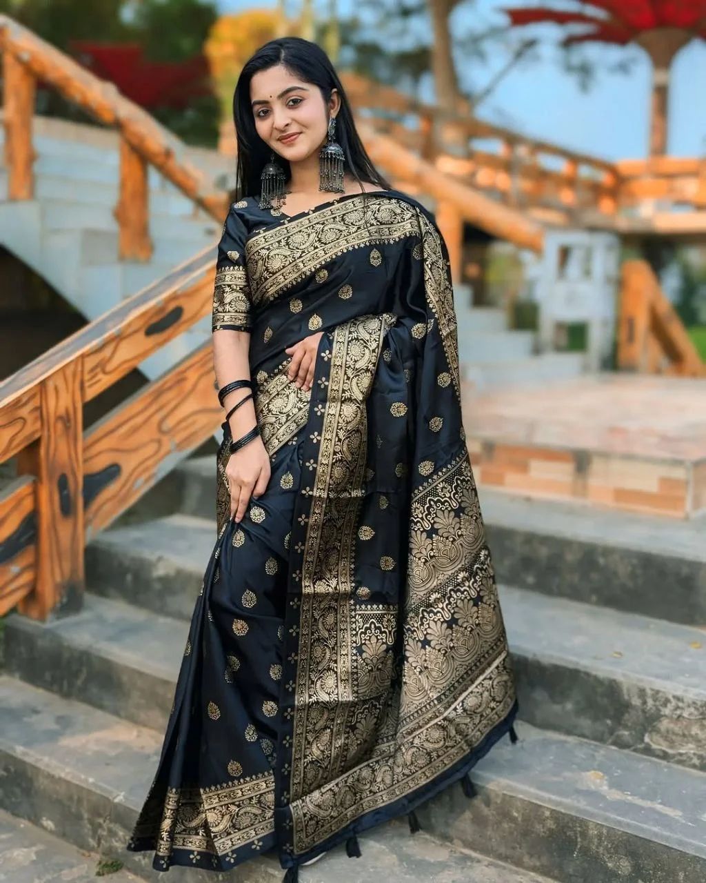 Japani Silk Skin Print Sharee with Blouse Piece ছবি 2